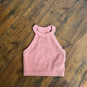 Aerie Pink Ribbed Crop Top